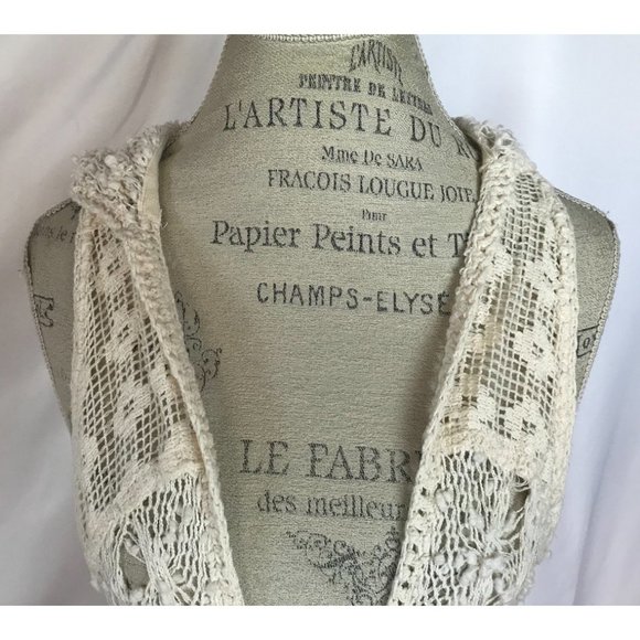 Free People Crochet Ivory Hoodie Sleeveless Boho - Picture 7 of 15